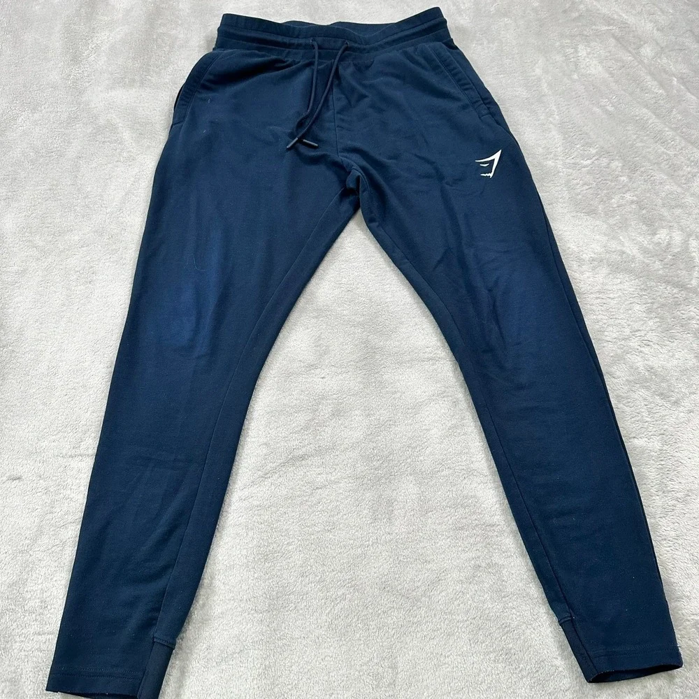 Gymshark Joggers Mens Size S Navy Blue Tapered Fit Athletic Sweatpants GMBT4252 - Picture 2 of 9
